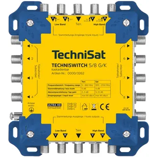 TechniSat TECHNISWITCH 5/8 G/K – 8-Fach Multischalter für Sat-Anlagen | Verteilung von Satellitensignalen, Multiswitch für bis zu 8 Teilnehmer, auch als Kaskade einsetzbar, mit Netzteil