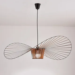 Vertigo Hängeleuchten Vintage Living Room Chandelier Lamp , Fiberglass/Polyurethane Hat Lights (2m Verstellbare Lichthöhe) E27 Pendelleuchte Für Restaurantschirm Brown 120cm