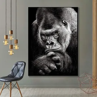 AJleil DIY Malen nach Zahlen Gorilla Art Picture Depressed malen nach Zahlen Pferde Geeignet für die Wohnzimmerdekoration für Kinder, Studenten und Erwachsene Anfänger50x70cm(Kein Rahmen)