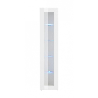 Dmora Vitrine Enea, Sideboard mit Glasregalen, Mehrzweck-Wohnzimmermöbel mit LED-Beleuchtung, 100 % Made in Italy, cm 40x30h180, glänzend weiß