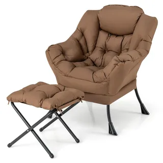 Costway Relaxsessel mit Hocker Polyester 0 x 0 x 0 cm Braun