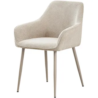 Livetastic Armlehnstuhl, Creme, Metall, Textil, Rundrohr, 56x81x61 cm, Esszimmer, Stühle, Esszimmerstühle, Armlehnenstühle