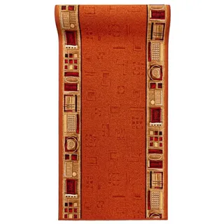Mazovia Läufer Retro Bordüre Orange Flur, Schlafzimmer, Diele, Fußbodenheizung orange 120 cm x 800 cm