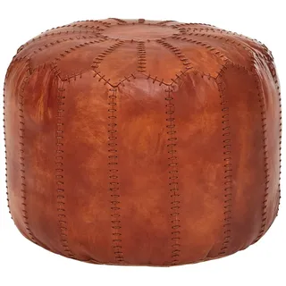 FineBuy Sitzhocker Echtleder 52 x 40 x 52 cm Braun