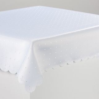 Schwar Textilien Tischdecke Decke Punkte Fleckversiegelt DAMAST in 32 Größen in TOP Qualität (Weiß, 160x220 oval)