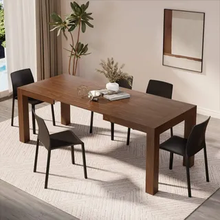 Mobili Fiver Ausziehtisch bis 220 cm Modern, Braun (Walnuss Kanal), 140 x 90 x 77 cm