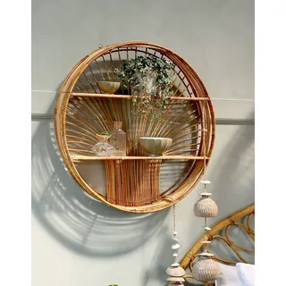 Vintagehaus Wandregal Rattan Goa Scandi Bohemian Rund, 60 x 12 cm (D/T)