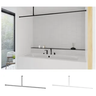 KS Handel 24 Duschvorhangstange Alu Gardinenstange 4 m Weiss Silber Schwarz 250-400 cm Deckenhalterung schwarz