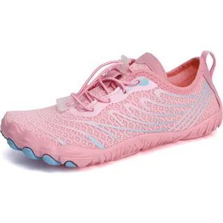 Teechodina Herren Barfußschuhe Zehenschuhe Wasserschuhe Strandschuhe Barfussschuhe Damen Barfußschuhe Traillaufschuhe Aquaschuhe Schwimmschuhe Surfschuhe, B Rosa, 39 - 39 EU