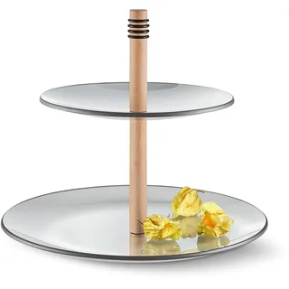 Philippi Etagere Joanna - Glas Etagere mit Buchenholz - Modernes Design von Boris Kupczik - Grau, Rund, Ø 27 cm - Mehrstöckig, Holz-Glas-Kombination - Wohnen, Geschenkidee