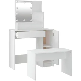 vidaXL Schminktisch-Set mit LED Weiß Holzwerkstoff