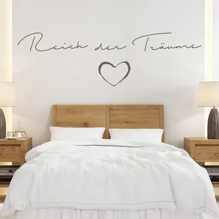 tjapalo® ul17 Schlafzimmer Wandtattoo Spruch Wandtattoo Schlafzimmer sprüche Wandspruch Schlafzimmer modern Wandsticker Reich der Träume, Farbe: violett, Größe: B160xH46cm