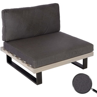 Lounge-Sessel MCW-H54, Garten-Sessel, Spun Poly Akazie Holz MVG-zertifiziert Aluminium ~ grau, Polster dunkelgrau