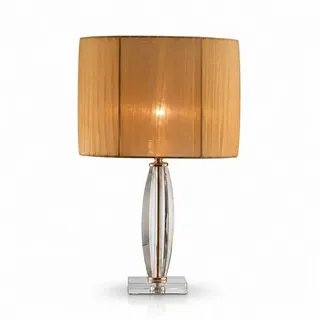JVmoebel Nachttischlampe Elegante Kristall Tischlampe Beige Gold Luxus Design Modern Sofort, E27, Warmweiß, Elegantes Design goldfarben