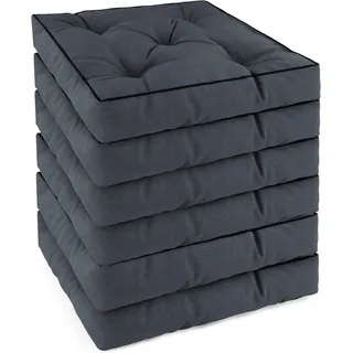 Aspero Sitzauflage 6 Stuhlkissen 45x45 cm Murcia, Gepolsterte Outdoor Auflage mit Steppung grau