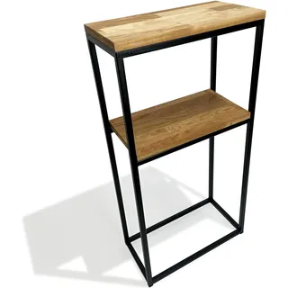 Schmaler Konsolentisch Schmal Beistelltisch, Flurtisch, Kleiner Ausstellungstisch, Sofatisch für kleinen Raum, für Eingang Flur Schwarz metall holz eiche industrial LOFT design (40x80x20 zwei Regale)