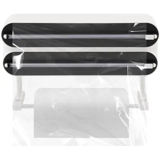3 In 1 Magnetischer Frischhaltefolienspender, mit Küchenrollenhalter Folienschneider Küche, Wandrollenhalter Alufolienspender für Küche, Kühlschrank (schwarz)