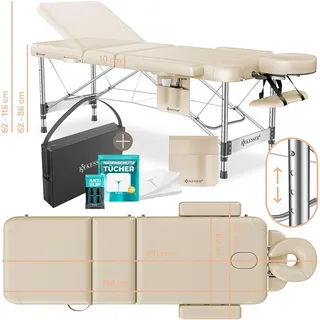 Kesser KESSER® Massageliege klappbar höhenverstellbar Mobile Massagebett Massagetisch Kosmetikliege Therapieliege Aluminium + 10x Gesichtsauflage mit Kopfstütze Armlehnen & Tasche
