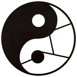 Hansmeier Wanddeko Yin&Yang - Schwarz Metall 40 x 40 cm - Wasserfest, schlicht, modern - Für Außen und Innen - Metall-Dekoration im Industrial Style