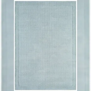 KADIMA DESIGN Wollteppich handgewebt strukturiert | 120x170cm, Florhöhe 0,9cm, Gesamthöhe 1,9cm | Hellblaugrün | weich, robust | Wohnzimmer | STOW | Kadima Design