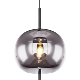 GLOBO Blacky 1-flg. Ø 30 cm rund schwarz Metall Rauchglas