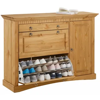 Schuhkommode HOME AFFAIRE "Rustic" Sideboards Gr. B/H/T: 130 cm x 93 cm x 39 cm, beige (gelaugt, geölt) Schuhkommoden aus massiver Kiefer, Breite 130 cm, FSC-zertifiziert