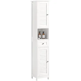 SoBuy Badschrank mit 1 offenem Fach und Türen Holz Weiß FRG236-W