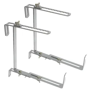 Balkonkastenhalter eckig Blumenkastenhalter 2er Balkonkastenhalterung bis 30kg verstellbar - Montage für Geländer & Brüstungen - Silber