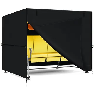 Hollywoodschaukel Abdeckung 2-3 Sitzer Schutzhülle, Gartenschaukel Schutzhülle Winddicht, Hollywood Swing Abdeckplane mit Kordelzug und Verstellbare Schnallen,420D Oxford-Stoff-210*150*150cm