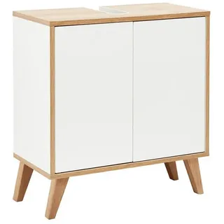 Fackelmann Waschbeckenunterschrank 60 x 55 x 40 cm Braun/Weiß