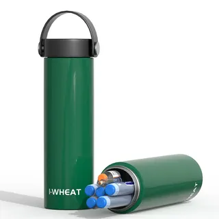 1-WHEAT Insulin Kühltasche 3-5 Pens, Insulin Kühlbox 2-8 Grad, Medikamenten Kühlbox für Reisen, Insulin Kühler Flugzeug Diabetiker Tasche mit 2 Kühlakkus, Insulin Pen Tasche(Grün)