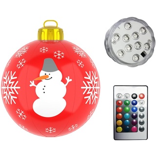 60cm Groß LED Weihnachtsbeleuchtung Weihnachtskugel Deko, Aufblasbar Kugeln Weihnachtsdeko Weihnachten Ball, Wasserdicht Weihnachtskugeln Ornamente mit Fernbedienung für Party Deko 16Farben (04)