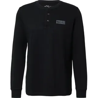 s.Oliver Geripptes Henley-Shirt schwarz XL