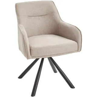 Livetastic Armlehnstuhl, Schwarz, Taupe, Metall, Textil, Füllung: Schaumstoff, Taschenfederkern, Drehkreuz, 62x84x62 cm, Esszimmer, Stühle, Esszimmerstühle, Armlehnenstühle