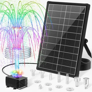 poposoap Solar Springbrunnen 8 W mit Akku-Backup 1,2 m Schlauch 8 Düsen
