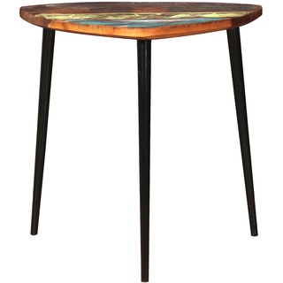 SIT Möbel Couchtisch dreieckig | recyceltes Altholz bunt | Gestell Metall schwarz | B 54 x T 49 x H 41 cm | 09142-98 | Serie RIVERBOAT