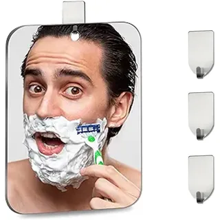 ZYEKIU Acryl Rahmenlos Spiegel Dusche Antibeschlag Duschspiegel, Badezimmer Rasierspiegel, Reise Wandbehang Mirror Enthält 3 Haken für Herren und Damen Campingspiegel Schminkspiegel
