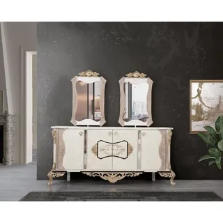 Xlmoebel Sideboard Elegante Barock-Kommode aus Holz mit passendem Spiegel (Kommode mit Spiegel, Anrichte mit 2x Spiegel), Hergestellt in Europa weiß