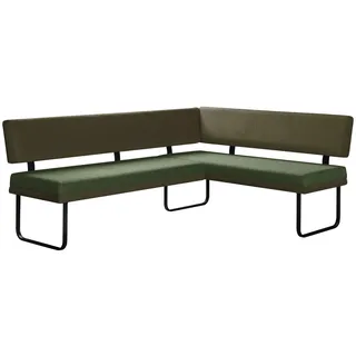 OTTO home Eckbank OTTO HOME "Gabi Esszimmerbank, Bank, Küchenbank, Polsterbank", grün, B:214cm H:87cm T:164cm, Holzwerkstoff, Massivholz, Metall, Polyester, Sitzbänke, Eckbank, Gestell aus matt-schwarzem Flachmetall, stabil, 2-Stoff-Design