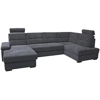 Cantus Wohnlandschaft, Anthrazit, Kunststoff, Uni, 6-Sitzer, Füllung: Schaumstoff, Ottomane links, U-Form, 319x183 cm, Made in Europe, Schlafen auf Sitzhöhe, Wohnzimmer, Sofas & Couches, Wohnlandschaften, Wohnlandschaften in U-Form