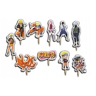 Festivalartikel Tortenstecker Naruto Topper Set 10 Stk Geburstag Torten Deko Kuchen Junge weiß