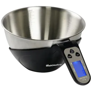 Melchioni Family EQUILIBRA, Digitale Küchenwaage, Elektronische Waage mit Schüssel, Hohe Präzision, Flüssigkeitsmessung, Kapazität 5 kg / 2 L, Rutschfeste Füße, LCD-Display