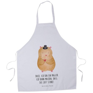 Mr. & Mrs. Panda Kochschürze Hamster Hut - Weiß - Geschenk, lustige Sprüche, Backschürze, Grillsch, (1-tlg), Samtweiches Material weiß