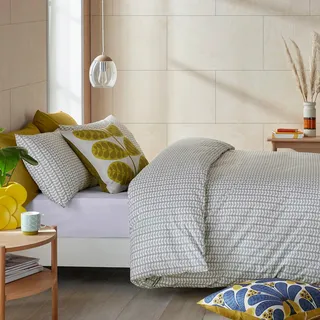 Orla Kiely Bettwäsche mit kleinen Stängeln, 100 % Baumwolle, Hellgrau (Doppelbettbezug 200 x 200 cm)