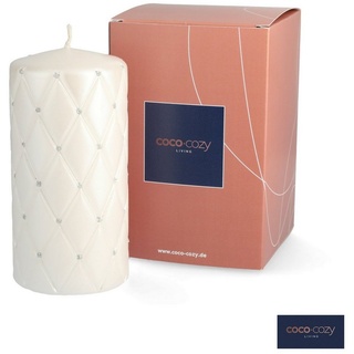 coco+cozy Stumpenkerze Tosca, mit Glitzer-Highlight, 84 h Brenndauer, weiß weiß