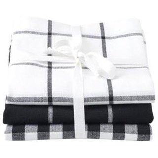 Kensington Handtücher aus Baumwolle, kariert, Schwarz/Weiß, 3 Stück