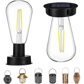 Solarlampen für Außen, 2 Stück Solarleuchten Ersatzteile,Solar Glühbirnen für Draußen Solarleuchten Ersatz Top mit Heller LED Glühbirne,Ersatz Solar Glühbirne für Gartenleuchten Solarlaterne (7cm)