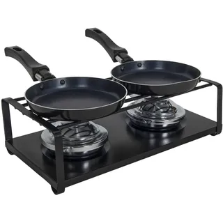 Mini Raclette Set ohne Strom - für 2 Personen - Tischgrill mit 2 Pfannen - Camping Festival Picknick Tisch Grill mit Brenner für Brennpaste Betrieb mit Feuer