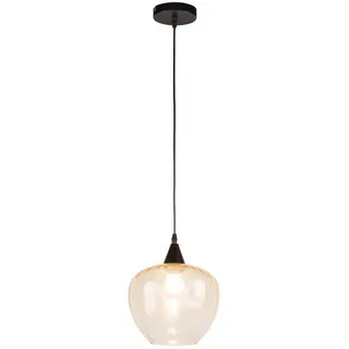 Dieter Knoll Hängeleuchte Waco, Schwarz, Cognac, Metall, Glas, Uni,Uni, rund,rund, 150 cm, RoHS, CE, Lampen & Leuchten, Innenbeleuchtung, Leuchten nach Räumen, Esstischlampen