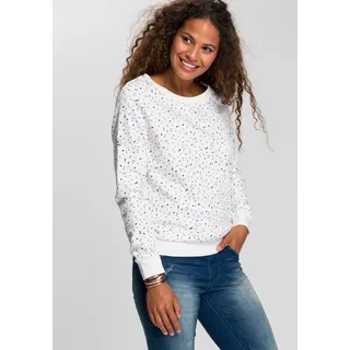 Sweatshirt KANGAROOS Gr. 36/38 (S), weiß (wollweiß, meliert) Damen Sweatshirts im sportlichen Minimal-Print